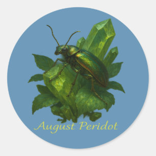 Sticker Rond Août Péridot - Joaillier Beetle & Crystal