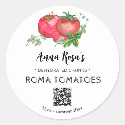 Sticker Rond *~* AP30 Tomates déshydratées Logo QR (Devant)