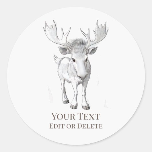 Sticker Rond *~* AP49 Cartoon mignon Rustique bébé MooseSticker (Devant)