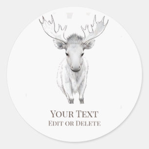 Sticker Rond *~* AP49 Douce mignonne Moose de bébé rustique