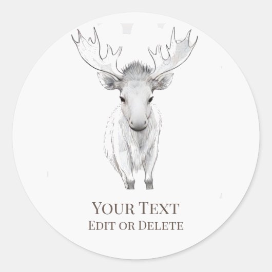 Sticker Rond *~* AP49 Douce mignonne Moose de bébé rustique (Devant)
