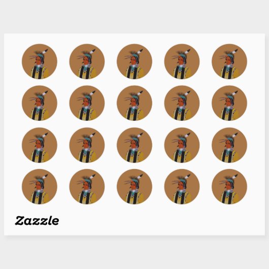 Sticker Rond Apache Ben (Feuille)