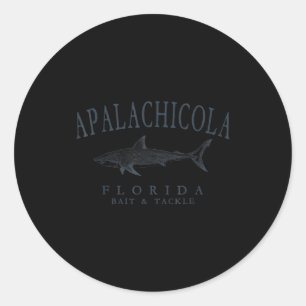 Sticker Rond Apalachicola floride requin rétro ardoise art pêch