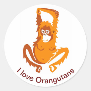 Sticker Rond Ape - J'aime ORANGUTANS - Primate - Faune