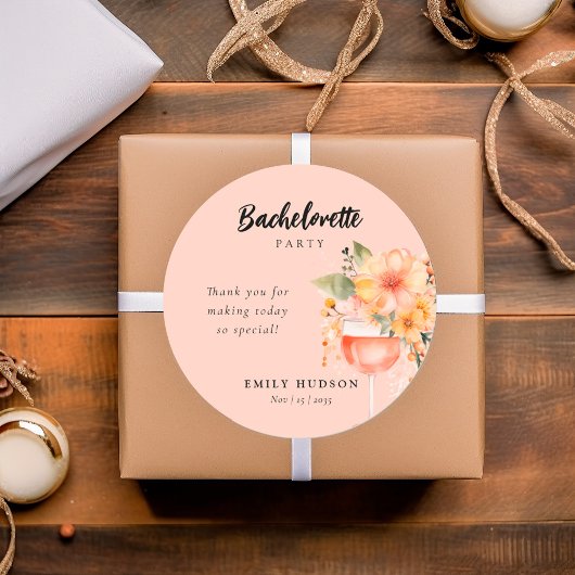 Sticker Rond Aperol Spritz Floral EVJF Fête de Bachelorette