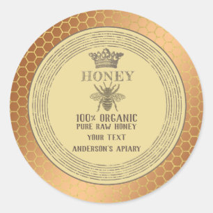 Sticker Rond apiaire de miel vintage
