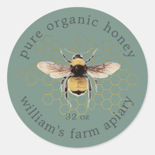 Sticker Rond Apiary d'abeille à miel rustique Gold Honeypeb Dus