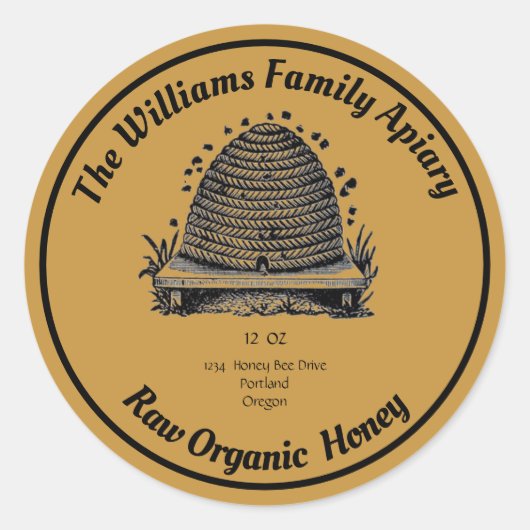 Sticker Rond Apiary de miel | Miel biologique cru (Devant)