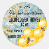 Sticker Rond Apiary Fleur sauvage Miel abeille ferme 16oz perso (Devant)