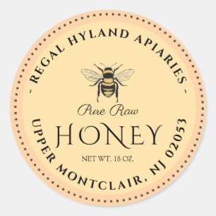 Sticker Rond Apiculture Vintage & Entreprise d'Élevage d'Abeill