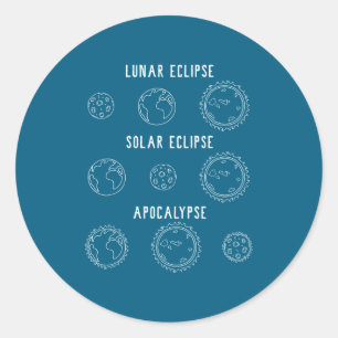 Sticker Rond Apocalypse Éclipse Lunaire Solaire Astronomie
