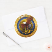 Sticker Rond Apollo 11 50th Anniversary Golden Eagle and Moon. (Enveloppe)