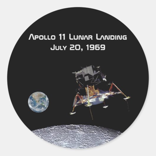 Sticker Rond Apollo 11 Débarquement lunaire (Devant)