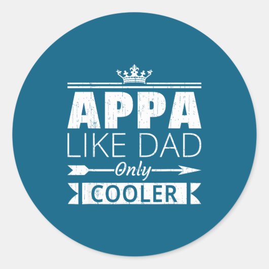Sticker Rond Appa Cooler Funny Korean Dad Father's Day Quote  (Devant)