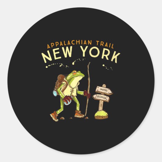 Sticker Rond Appalachian Trail New York Hiking Frog _1  (Devant)