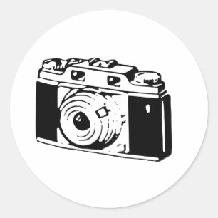 Sticker Rond Appareil photo ancien