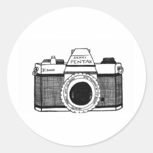 Sticker Rond Appareil-photo vintage