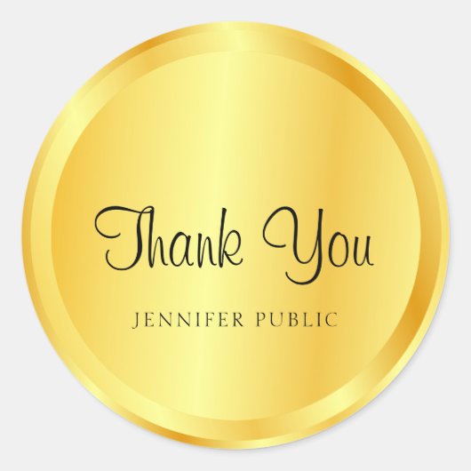 Sticker Rond Apparence métallique or faux écriture tendance élé (Devant)