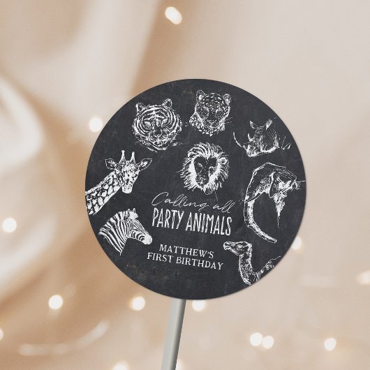 Sticker Rond Appel à tous les animaux de fête Tableau de bord A