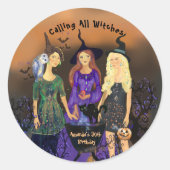 Sticker Rond Appel à toutes les sorcières Halloween Anniversair (Devant)