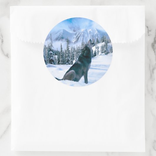 Sticker Rond Appel de loup (Sac)