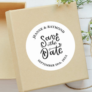 Sticker Rond Appel Romantique Calligraphié pour Mariage "Save t