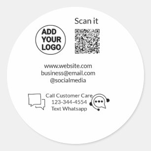 Sticker Rond Appeler le texte du service client whatsapp Q R co
