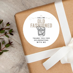 Sticker Rond Appelez-moi Anniversaire Retro blanc Whiskey Anniv