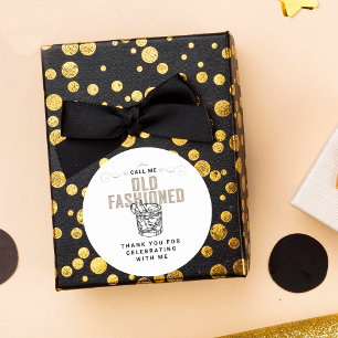 Sticker Rond Appelez-moi Anniversaire Retro blanc Whiskey Anniv