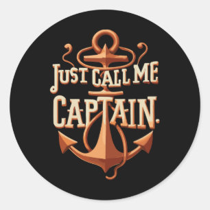 Sticker Rond Appelez-Moi Capitaine - Bateau - Voile - Ponton
