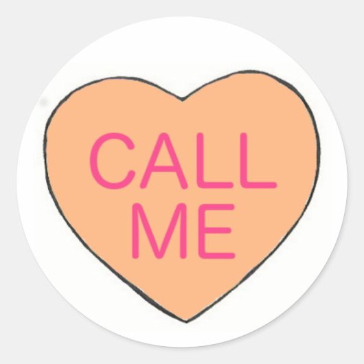 Sticker Rond APPELEZ-MOI Saint Valentin Candy Heart Love Pastel (Devant)