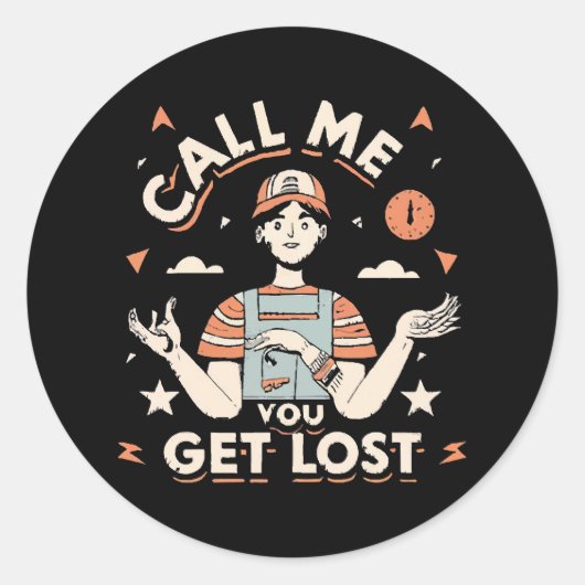 Sticker Rond appelez-moi si vous êtes perdu (Devant)