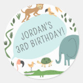 Sticker Rond Appelle Tous Les Animaux De Fête ! Fête d'annivers (Devant)