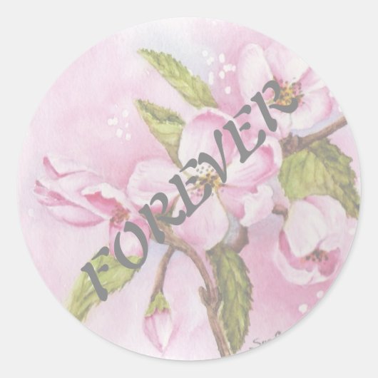 STICKER ROND APPLE BLOSSOMS MARIAGE BÂTIMENTS (Devant)