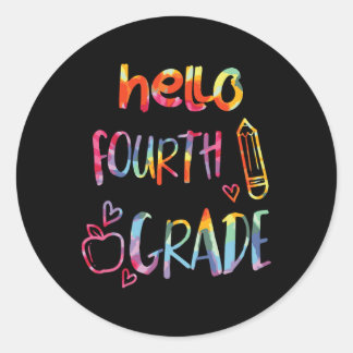 Sticker Rond Apple Bonjour 4e année Première journée de l'école