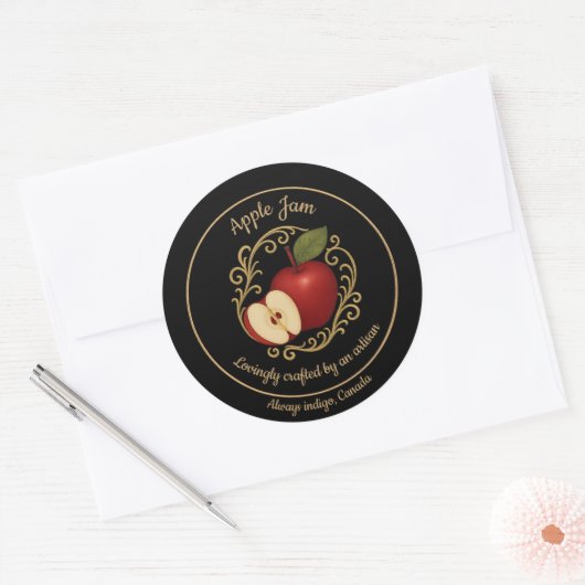 Sticker Rond Apple Ember – Artisan Jam Label (Enveloppe)
