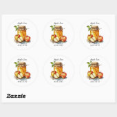 Sticker Rond Apple Jam Jar and Apples Watercolor (Feuille)