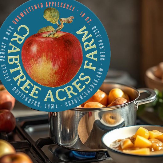 Sticker Rond APPLE LOGO Farm Orchard Business Applesauce