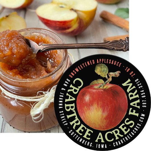 Sticker Rond APPLE LOGO Farm Orchard Business Applesauce Clas