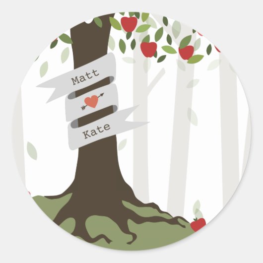Sticker Rond Apple Orchard Automne Mariage (Devant)
