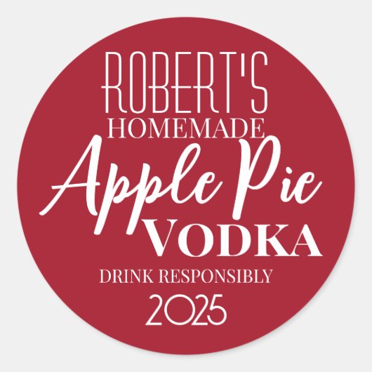 Sticker Rond Apple Pie Vodka Personnalisé (Devant)