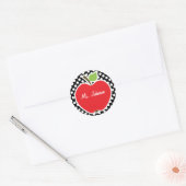 Sticker Rond Apple sur les Pois noirs et blancs (Enveloppe)