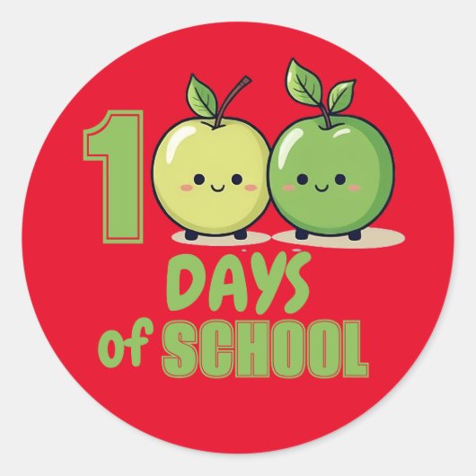 Sticker Rond Applelicious 100 jours de célébration scolaire (Devant)