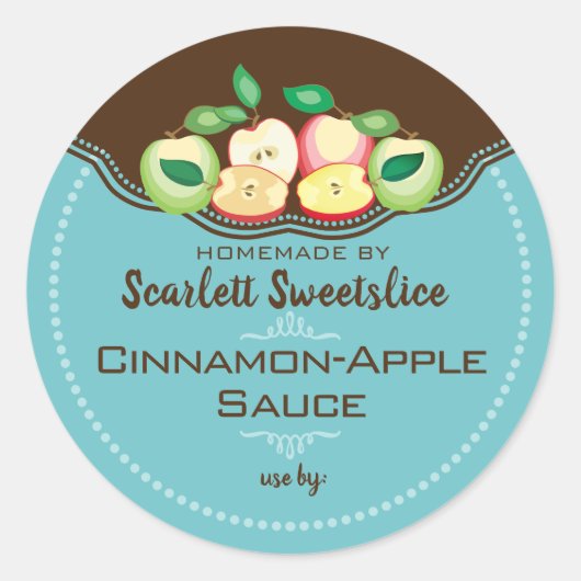 Sticker Rond Apples applesauce pie filling fruit canning labels (Devant)