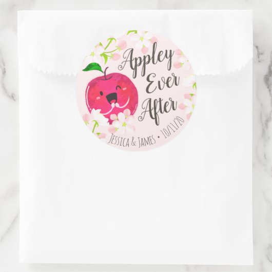 Sticker Rond Appley Ever After - Apple Pun (Sac)