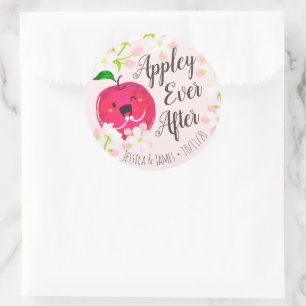 Sticker Rond Appley Ever After - Apple Pun