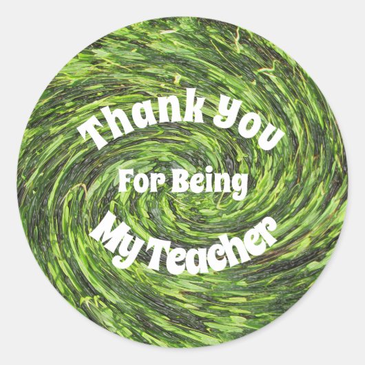 Sticker Rond Appréciation de la spirale verte brillante de prof (Devant)