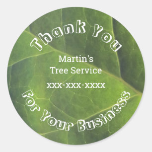 Sticker Rond Appréciation du client Merci de feuille verte bril