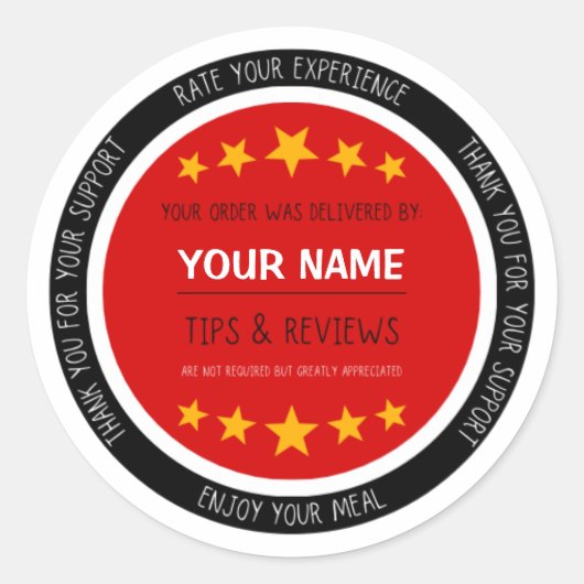 Sticker Rond Appréciation du client pour le moteur de livraison (Devant)