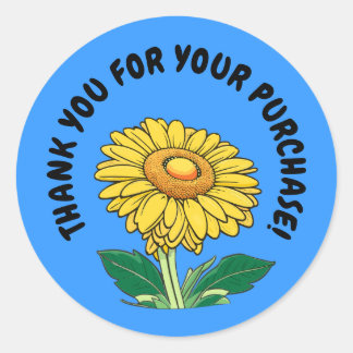 Sticker Rond Appréciation Merci personnalisable tournesol